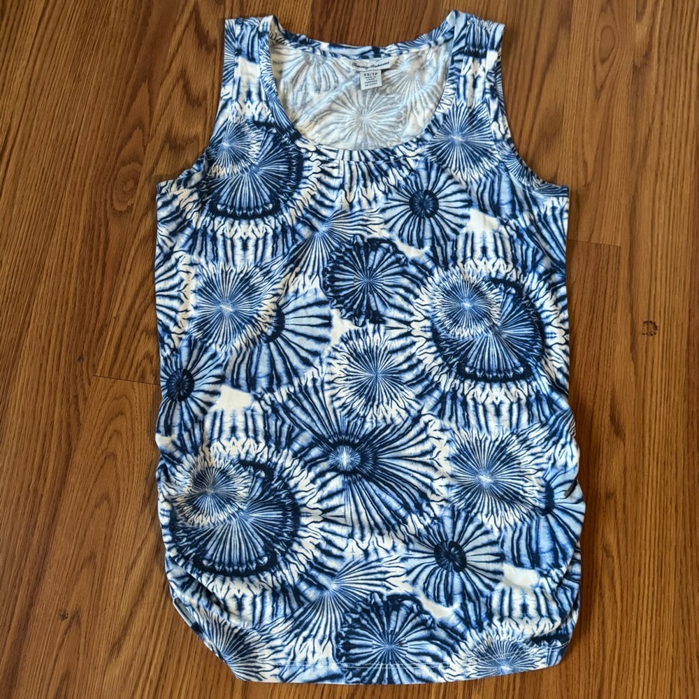 Tommy Bahama Women's Blue White‎ Floral Summer Tank Top S/XS Tropical Beach